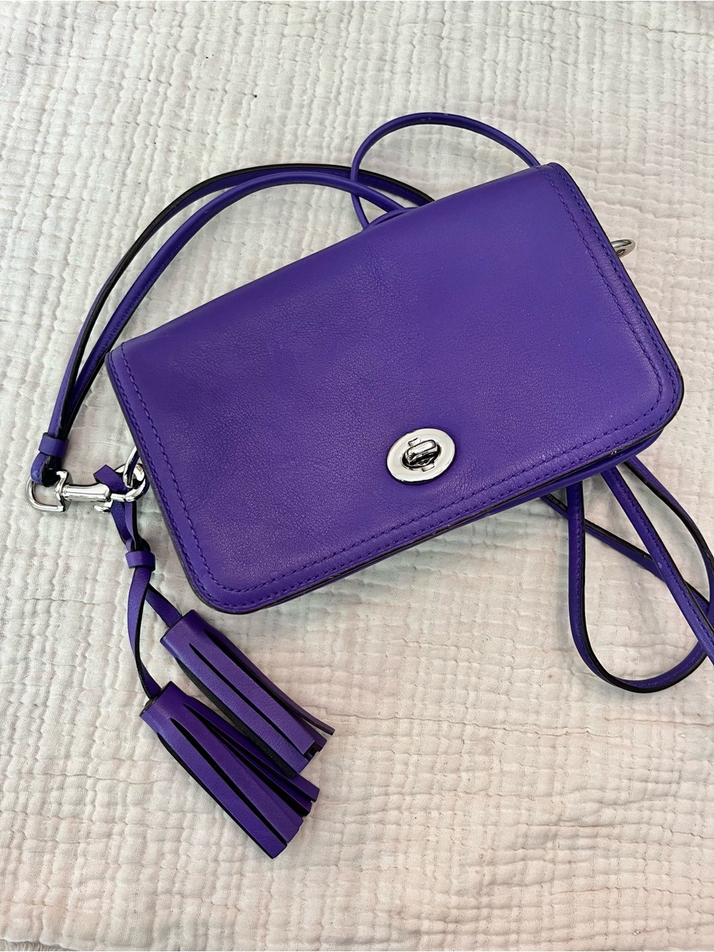 Coach Legacy Leather Penny Shoulder Crossbody Bag 19914 Ultraviolet Purple - Picture 5 of 11